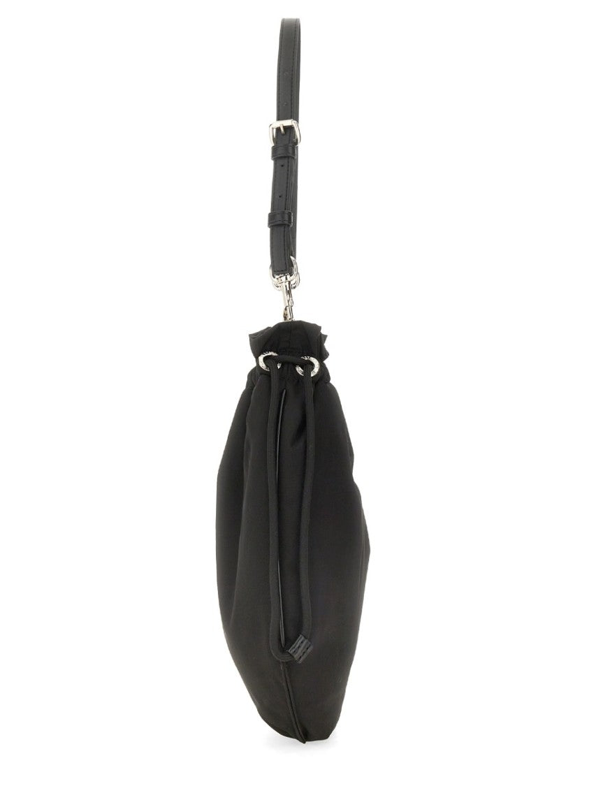 Vivienne Westwood Soft Black Shoulder Bag With Drawstring Closure