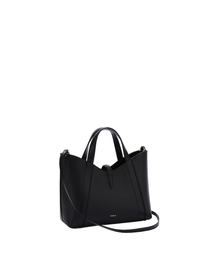 Furla Goccia S Leather Tote Handbag, Black