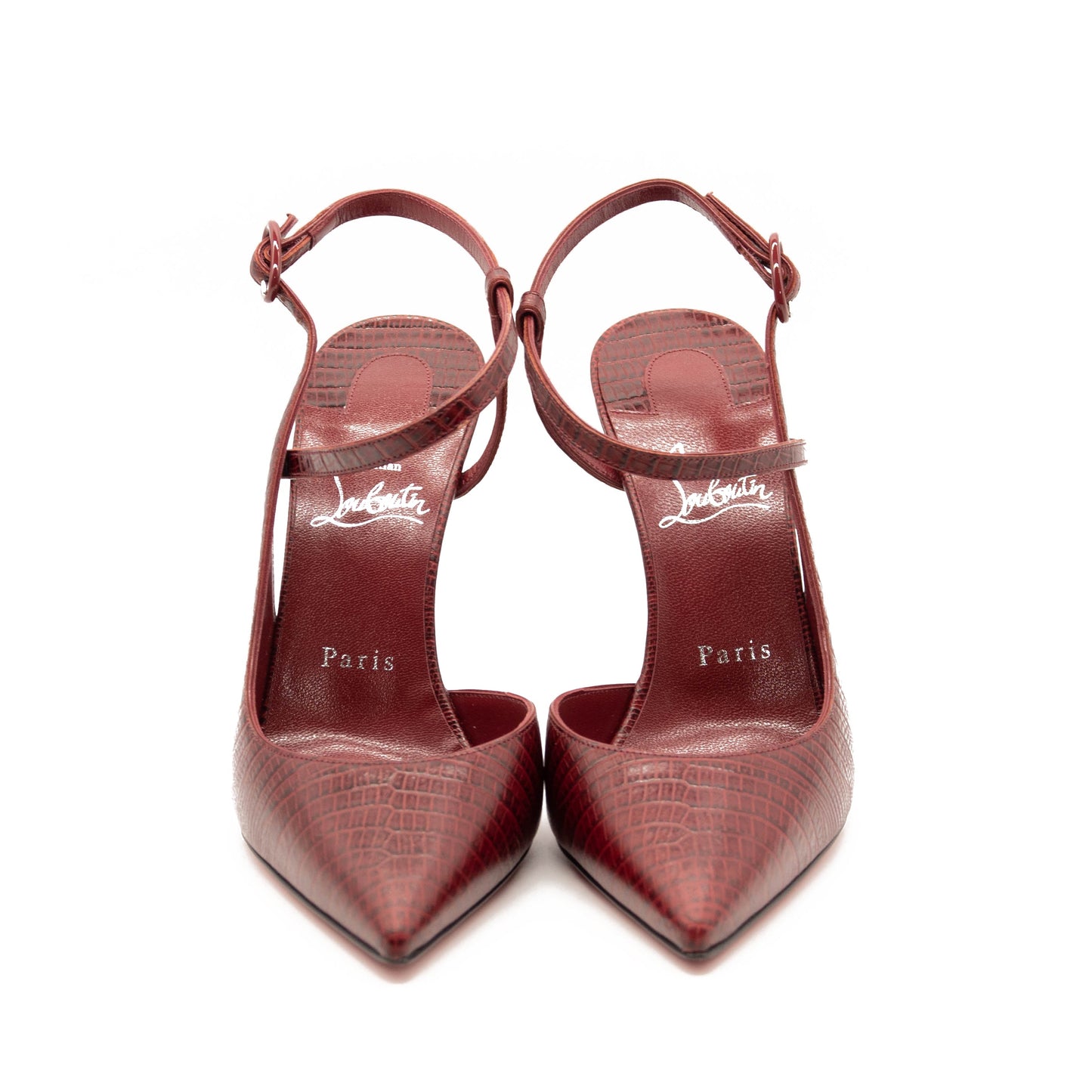 Christian Louboutin Jenlove Lizard Embossed Pointed Toe Pump  EU 38.5