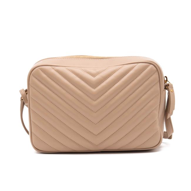 NEW SAINT LAURENT Calfskin Matelasse Monogram Lou Camera Bag in Dark Beige
