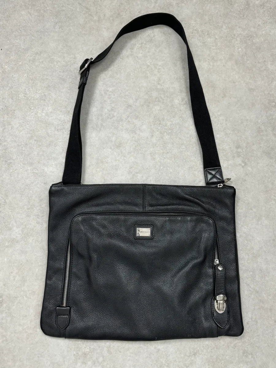 2000s Dolce & Gabbana Black Leather Shoulder Bag