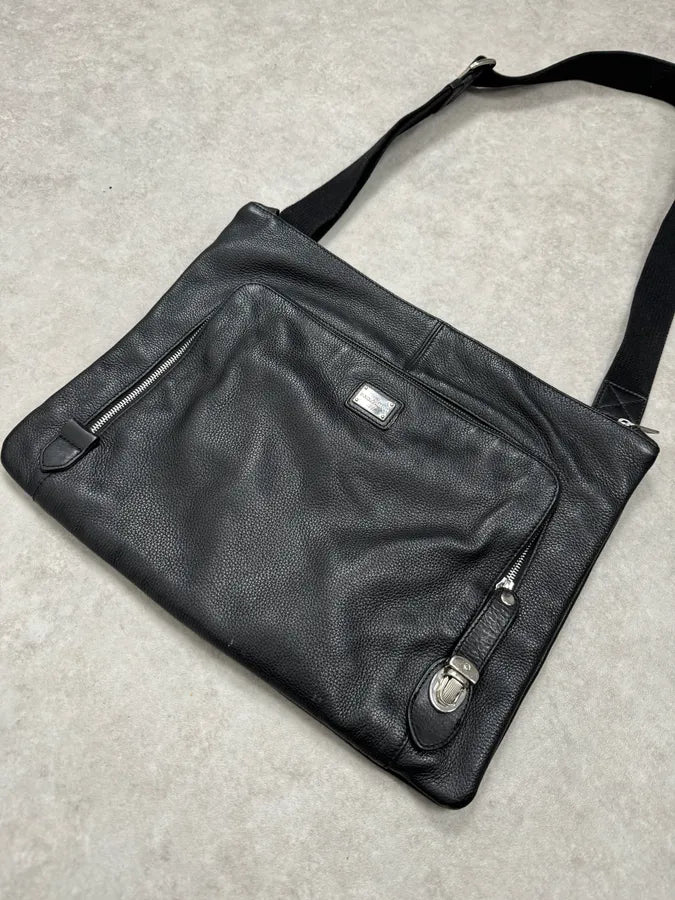 2000s Dolce & Gabbana Black Leather Shoulder Bag