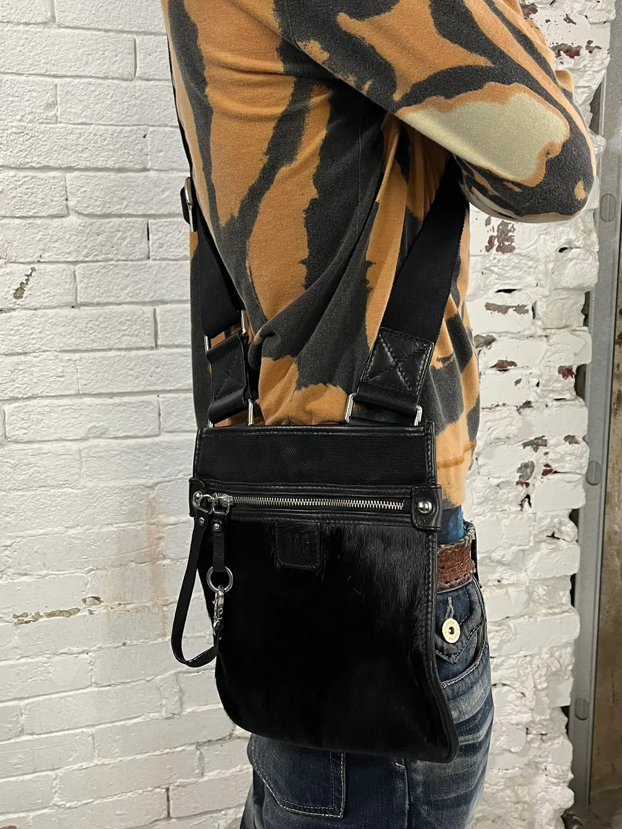 2000s Dolce & Gabbana Black Pony Hair Crossbody Bag