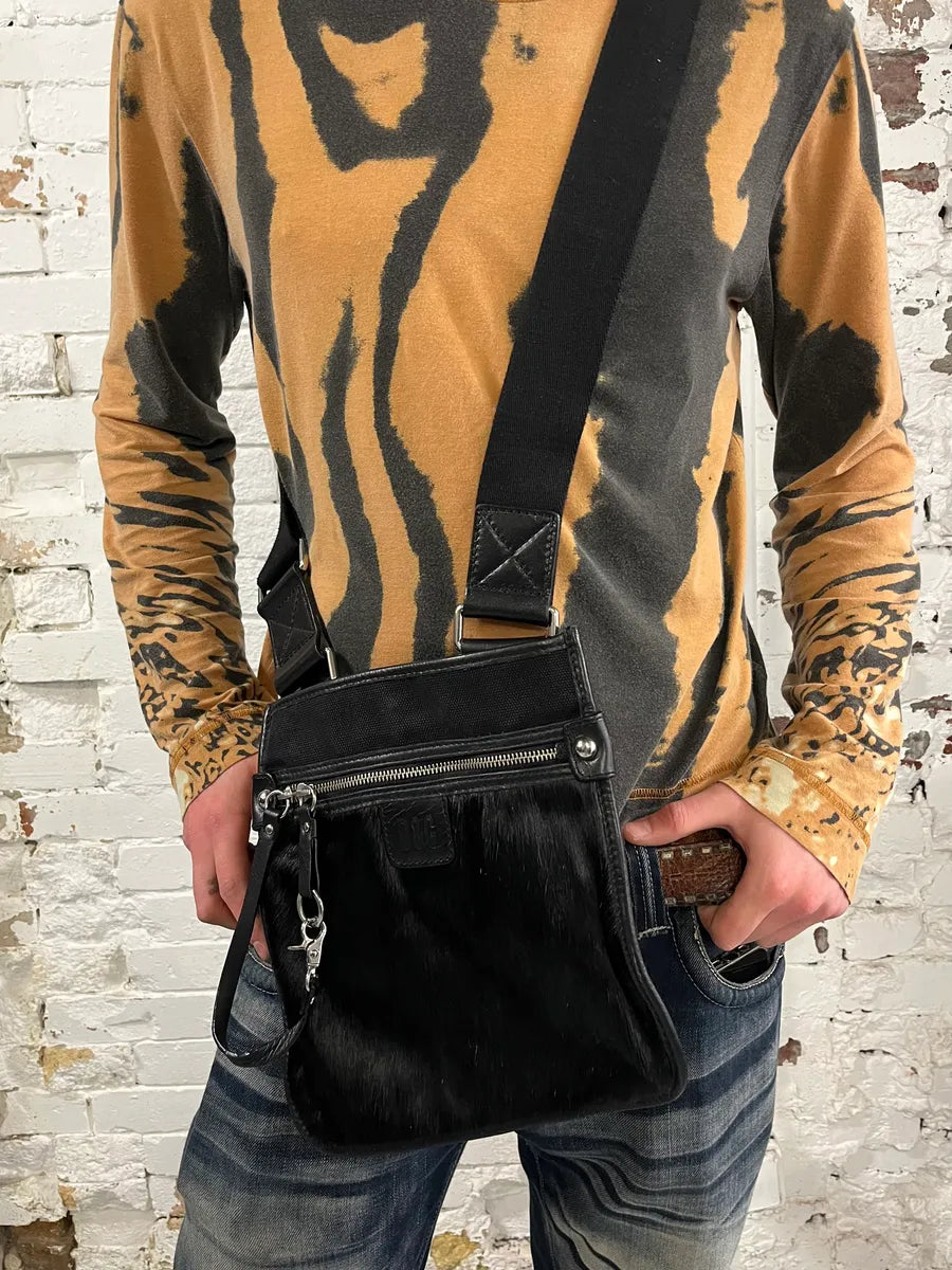 2000s Dolce & Gabbana Black Pony Hair Crossbody Bag
