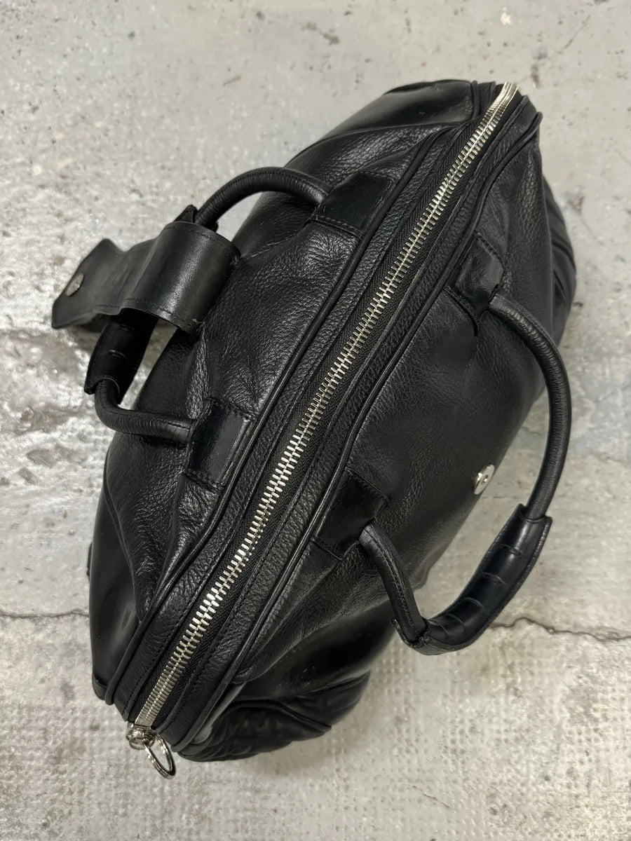 2000s Jean Paul Gaultier Ballistic Black Reinforced Leather Handle Bag