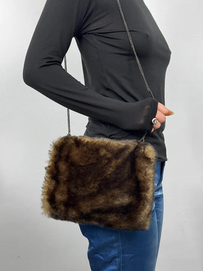 2000s Jean Paul Gaultier Faux Fur Shoulder Bag