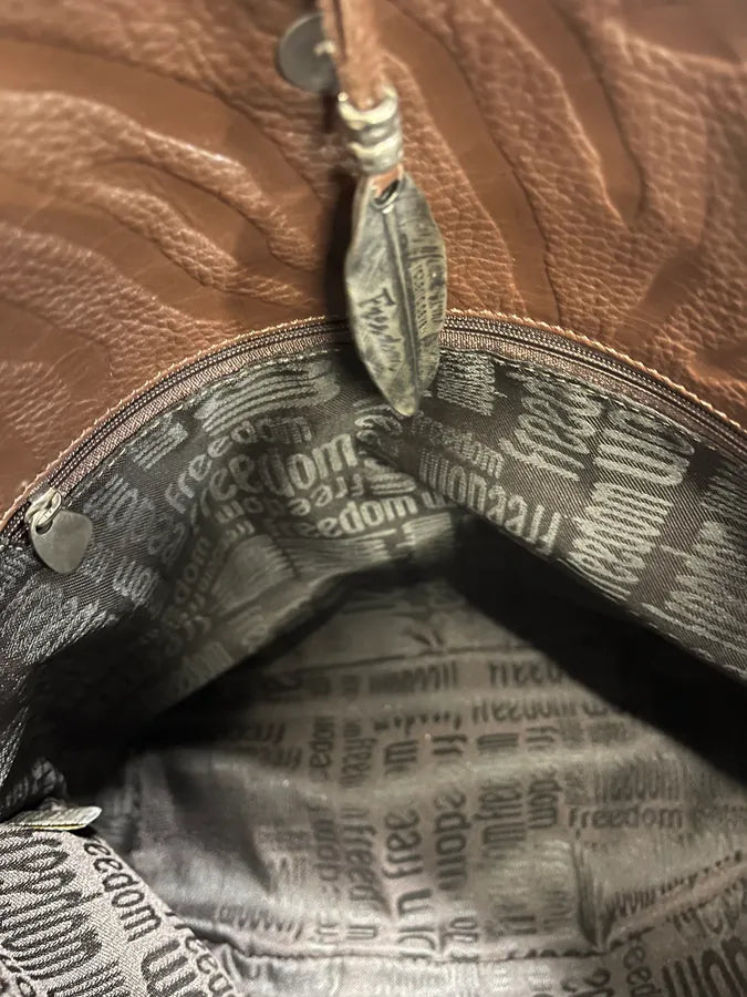 2000s Roberto Cavalli Brown Handle Leather Relief Savage Bag
