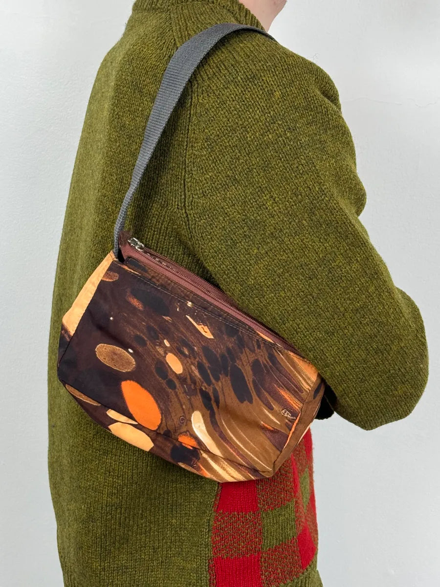 2000s Roberto Cavalli Orange Hallucination Shoulder Bag