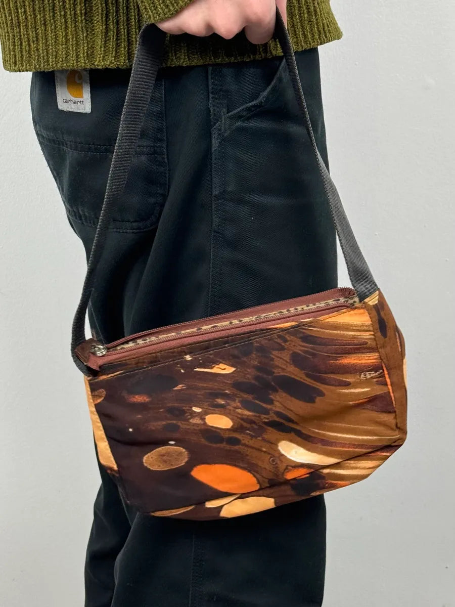 2000s Roberto Cavalli Orange Hallucination Shoulder Bag