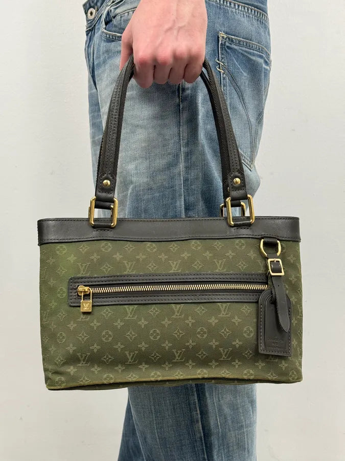 AW2006 Louis Vuitton Khaki Green Monogram Lin Tote Bag