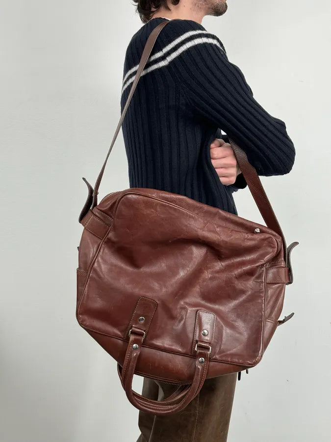 2012 Maison Margiela H&M Brown Shoulder Leather Bag