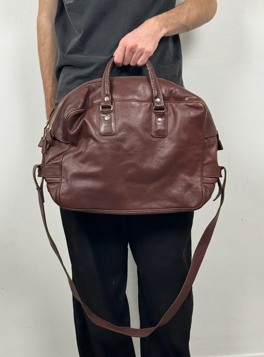 2012 Maison Margiela H&M Brown Upside Down Shoulder Leather Bag