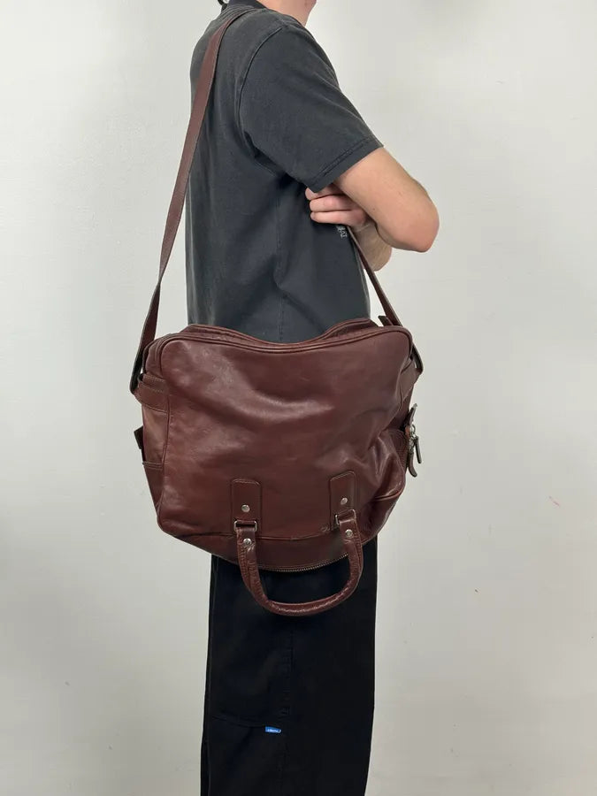 2012 Maison Margiela H&M Brown Upside Down Shoulder Leather Bag