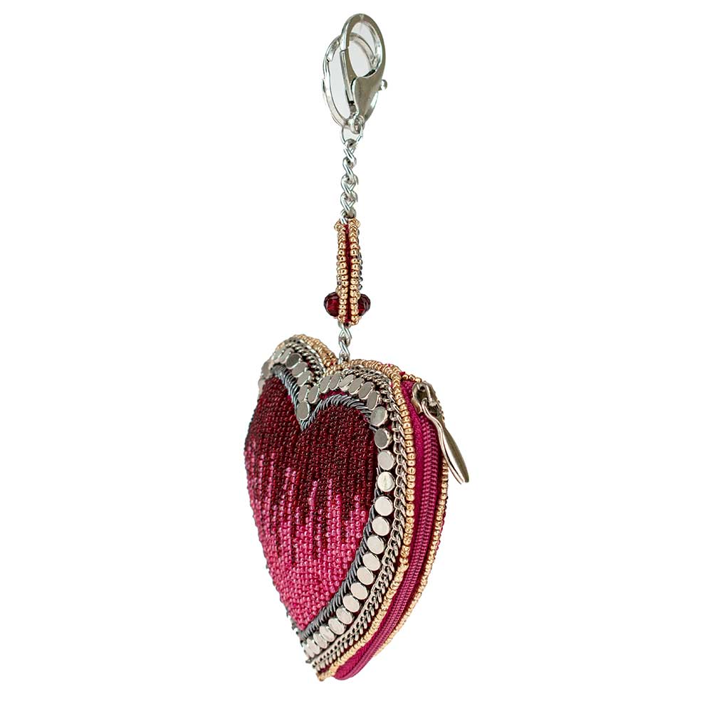 Mary Frances Have a Heart Beaded Red Heart and Crown Coin Purse/ Key Fob