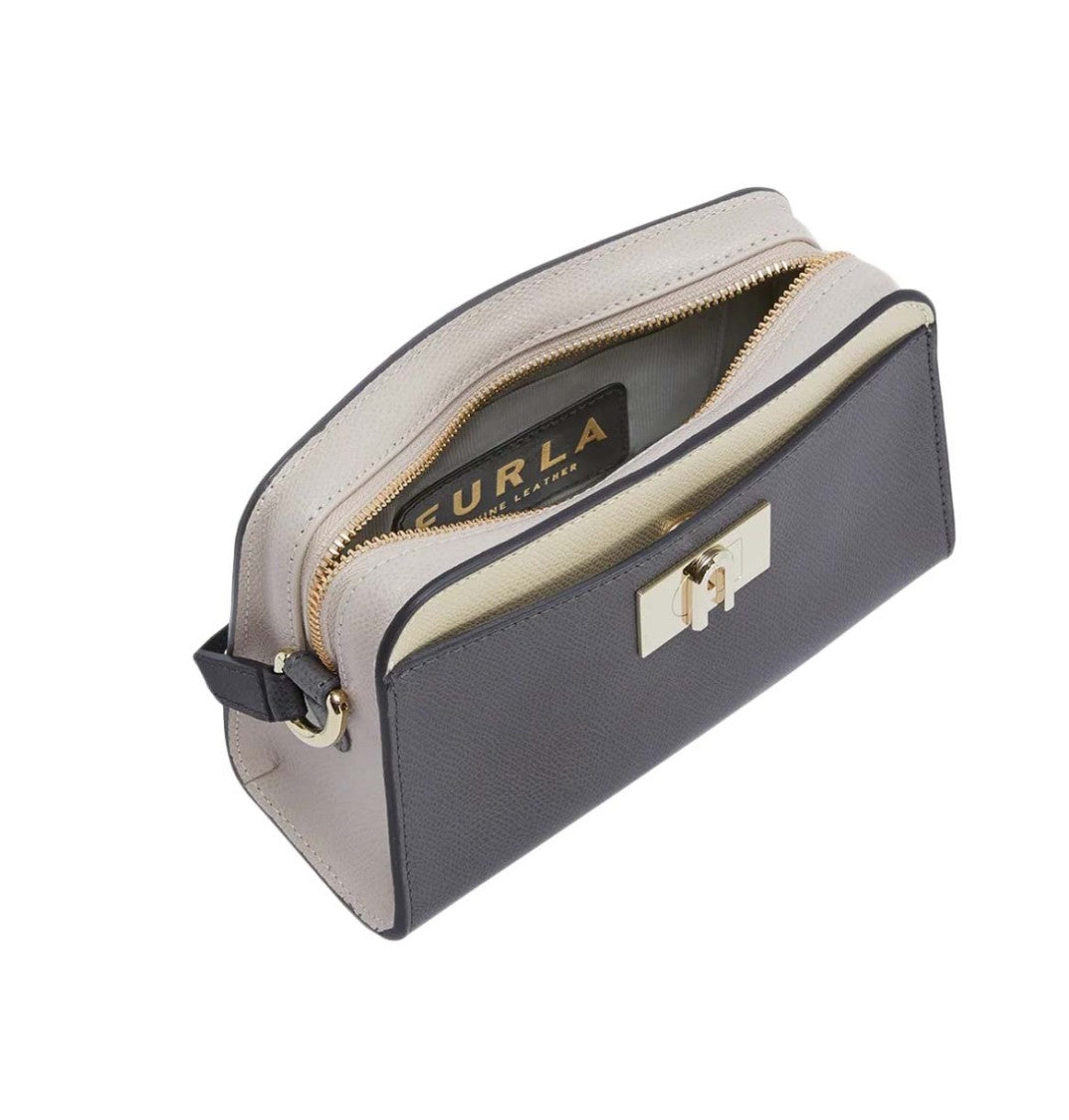 Furla Compact Grey Leather Bag With Structured Silhouette