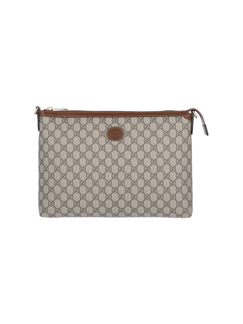 Gucci Gucci Jacquard 'Gg Supreme' Shoulder Bag With Leather Accents