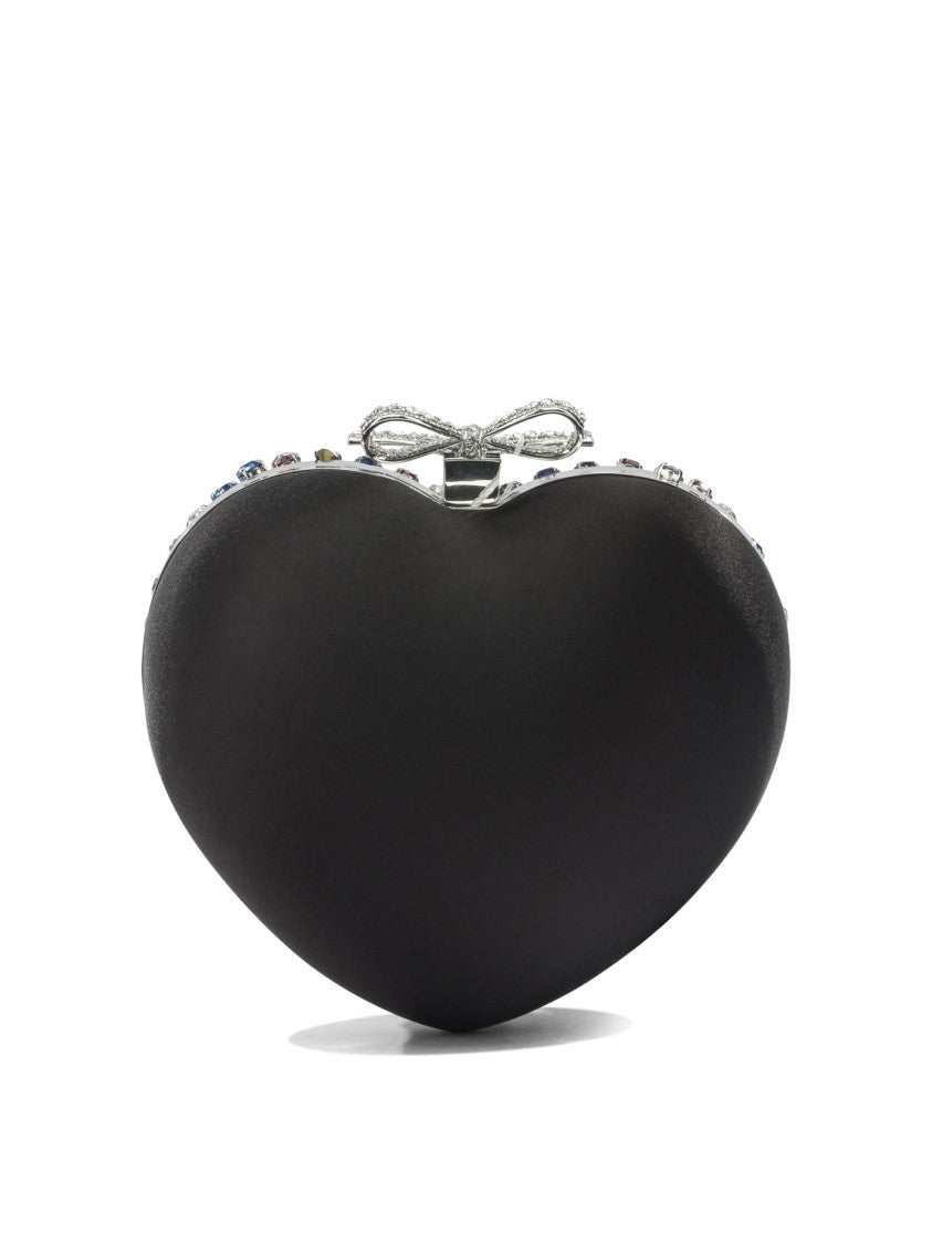 Self-Portrait Heart Clutch With Crystals