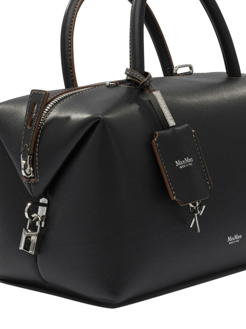 Max Mara Semi-Rigid Calfskin Satchel Handbag With M-Shaped Panels