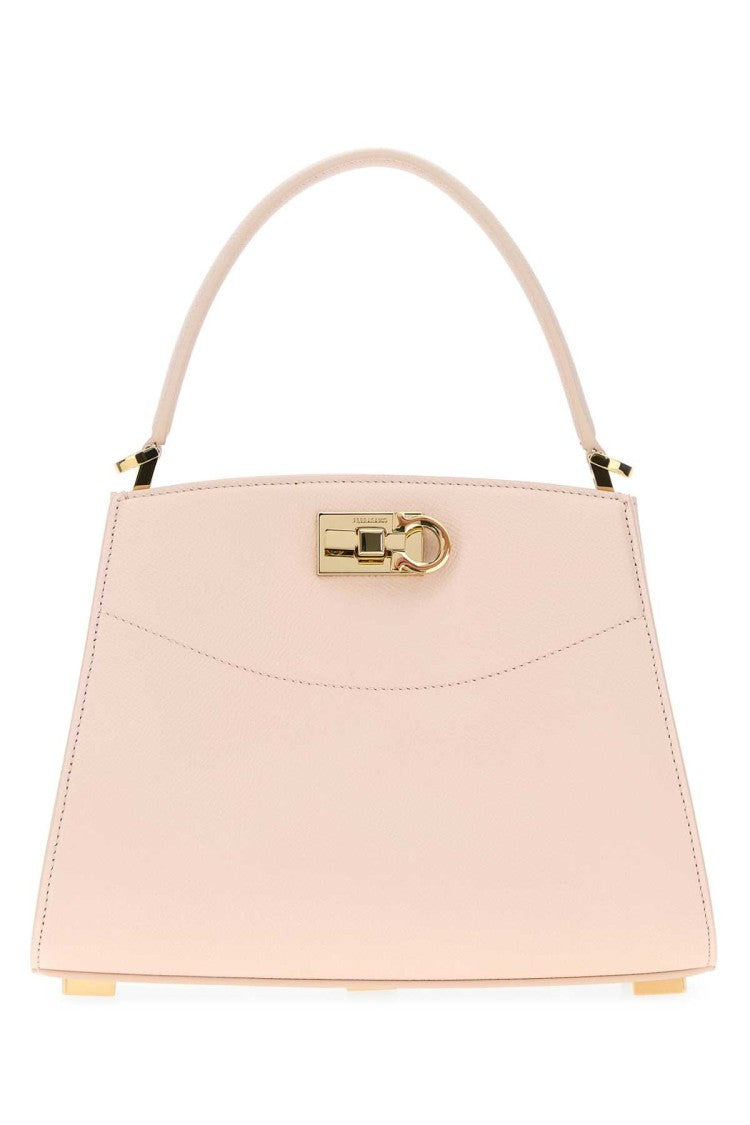 Salvatore Ferragamo Pastel Pink Leather Small Studio Box Handbag