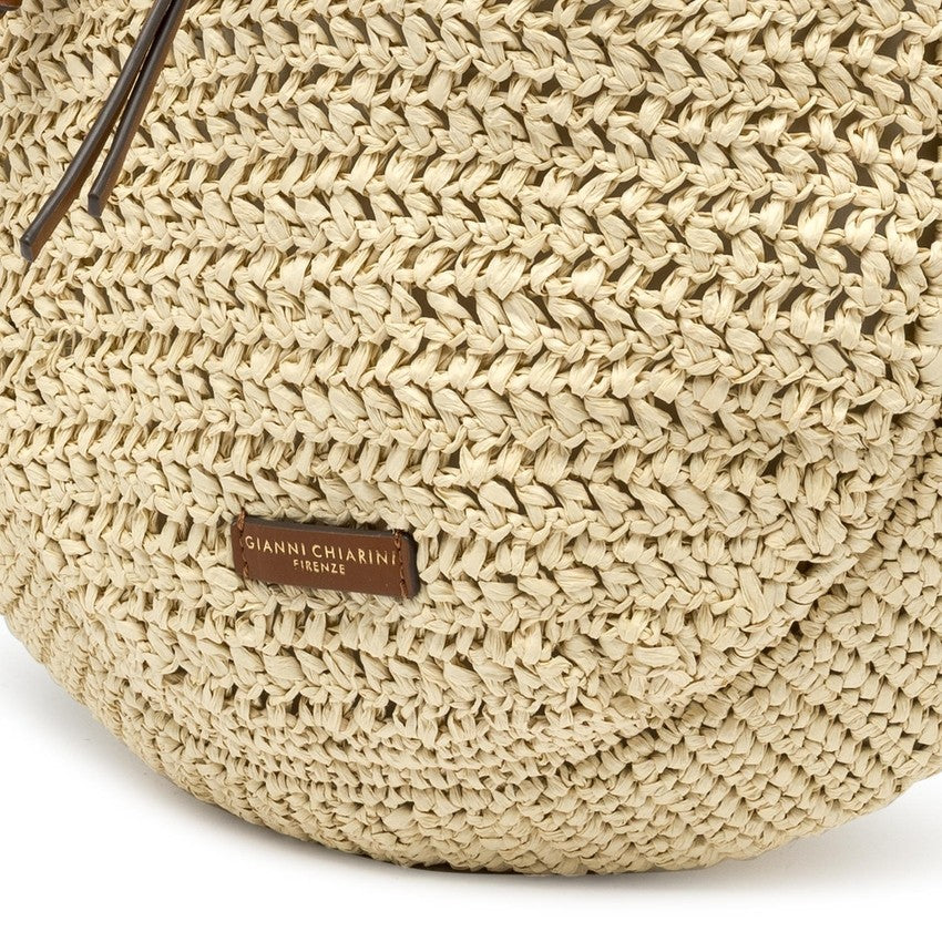 Gianni Chiarini Crochet Straw Hobo Bag