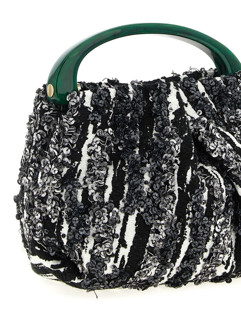 Dries Van Noten "W.L." Two-Tone Pleated Jacquard Handbag