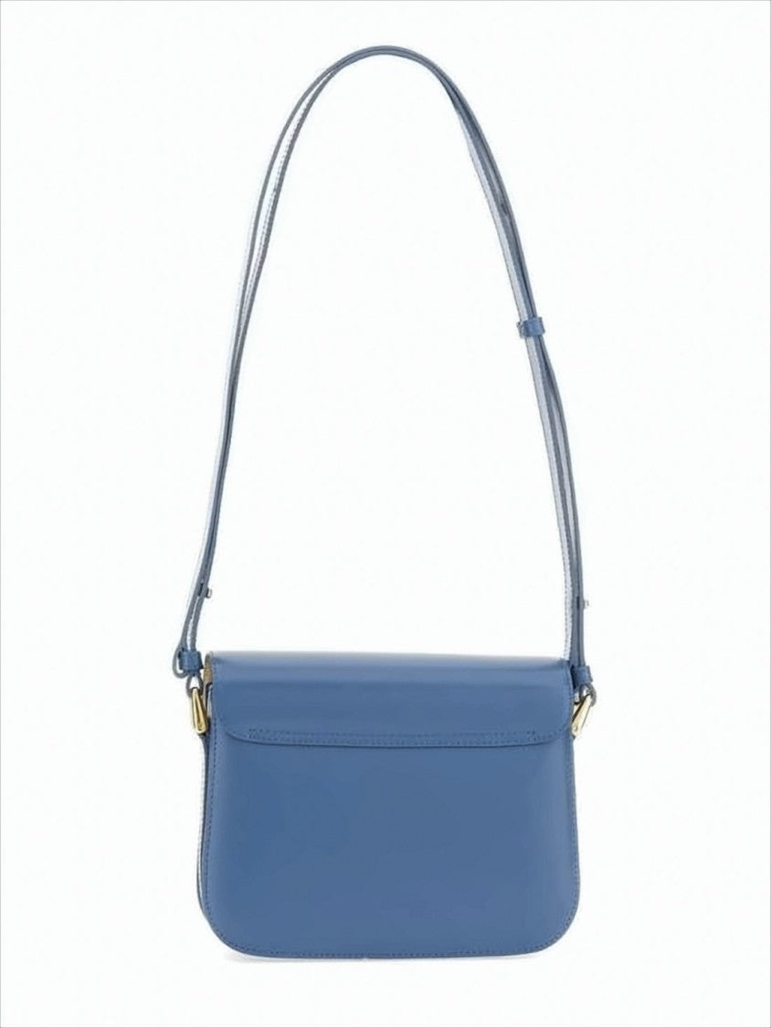 A.P.C. Structured Blue Cowhide Leather Shoulder Bag