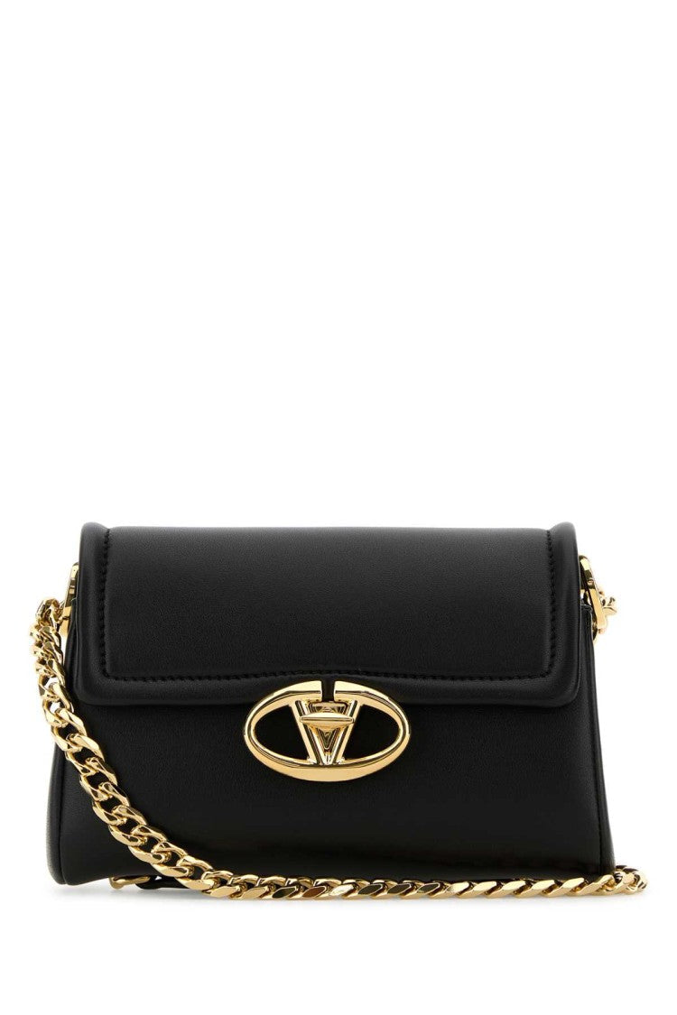 Valentino Garavani Black Leather Vlogo Shoulder Bag