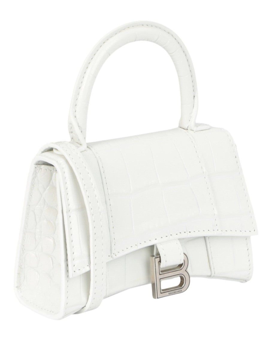 Balenciaga Hourglass Xs Crocodile Embossed Top Handle Bag