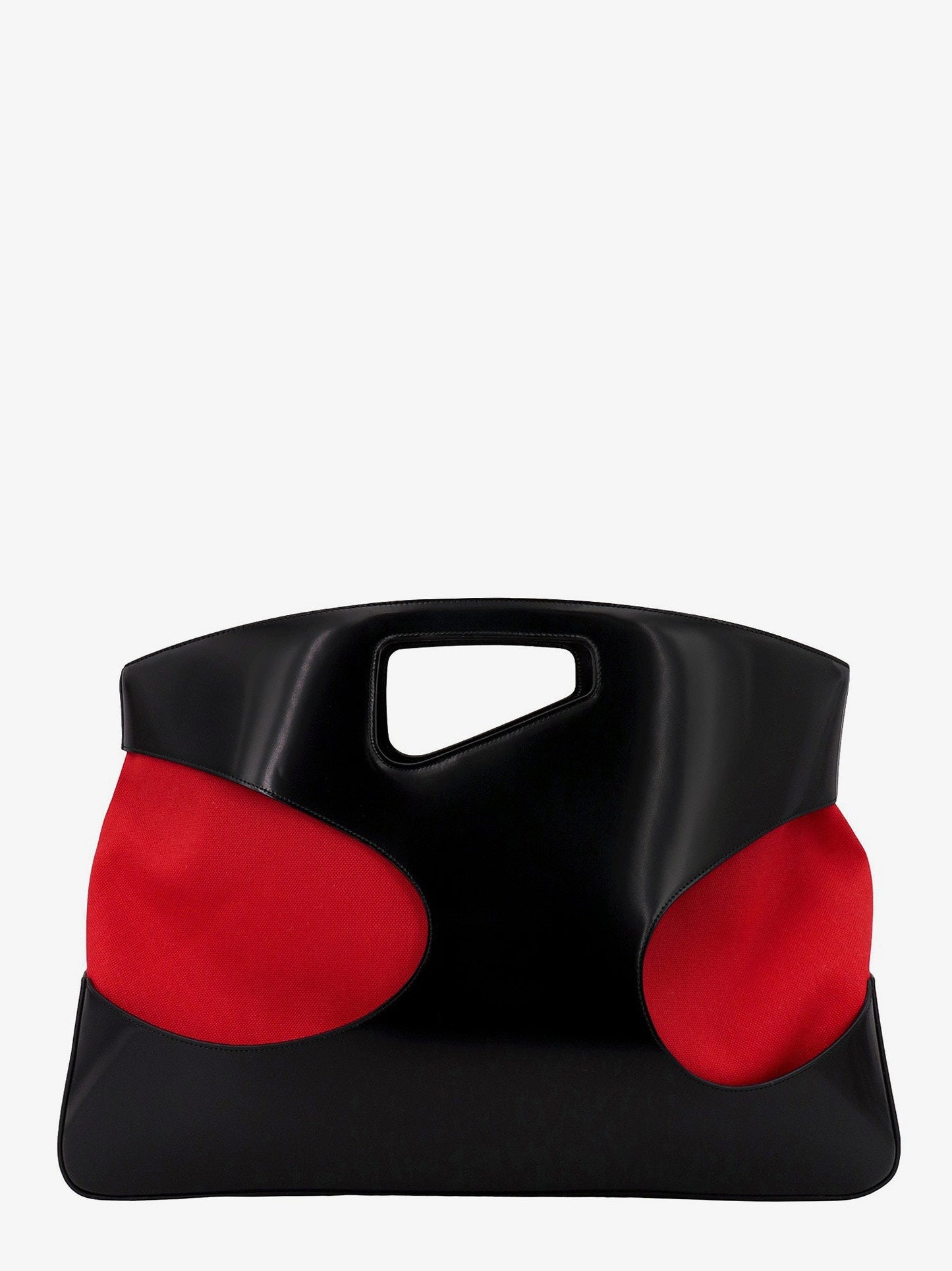 Leather and canvas handbag with cut-out details