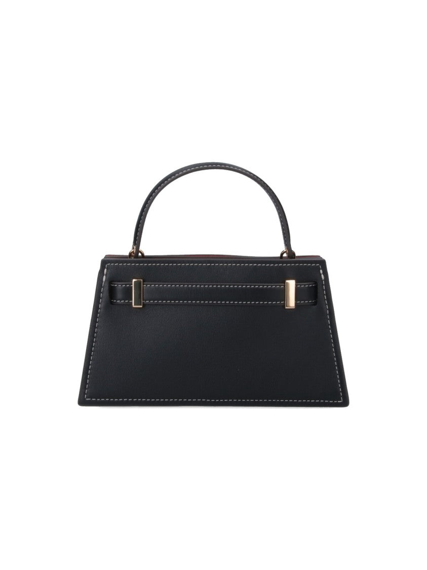 Tory Burch "Petite Lee Radziwill" Mini Bag In Black Calfskin