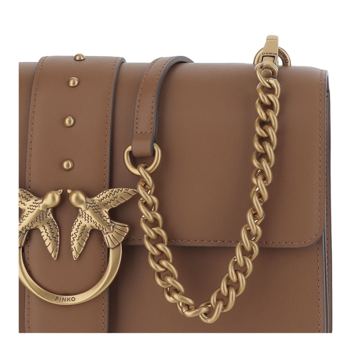 Pinko Brown Leather Flap Bag