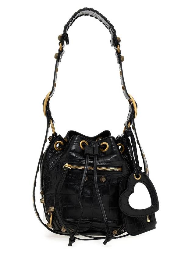 Luxury Balenciaga Trending 2025 Le Cagole XS Leather Bucket Bag Black