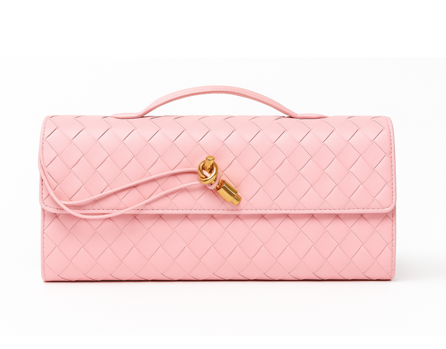 New Bottega Veneta Andiamo Clutch with Handle in Rose