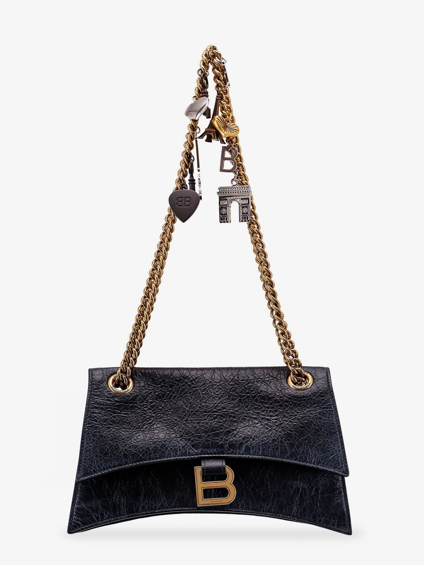 Leather shoulder bag with dirty effect and iconic metal logo