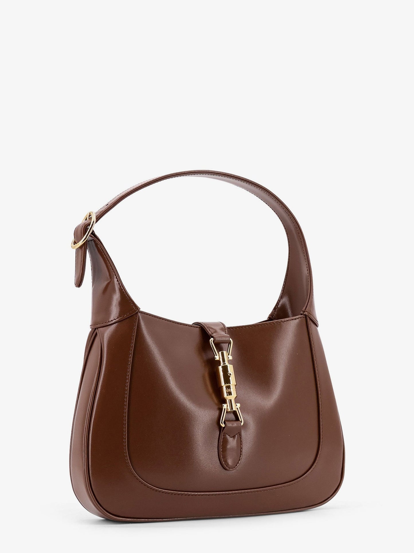 Leather shoulder bag with metal details