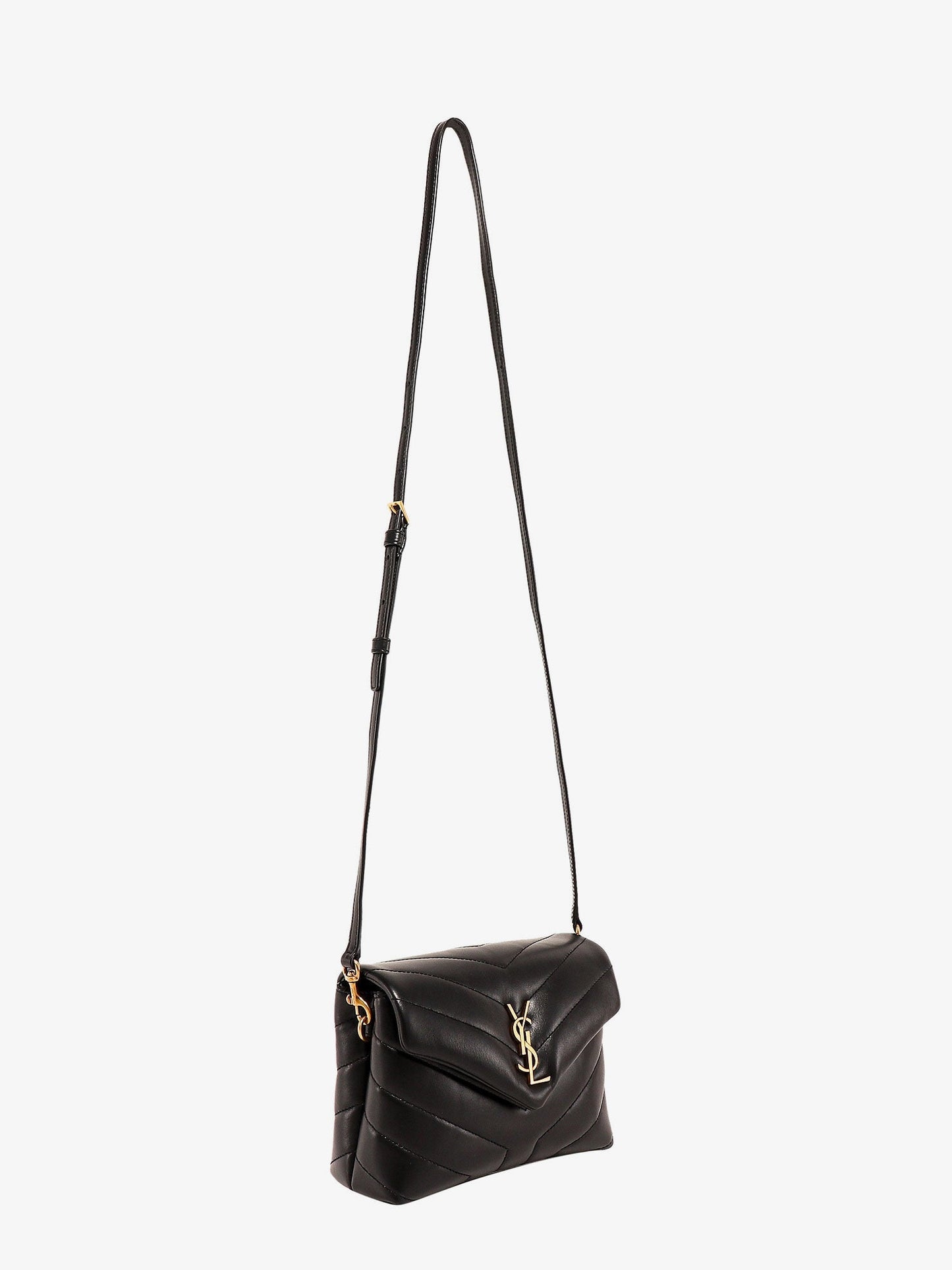 Matelassé leather shoulder bag with frontal monogram