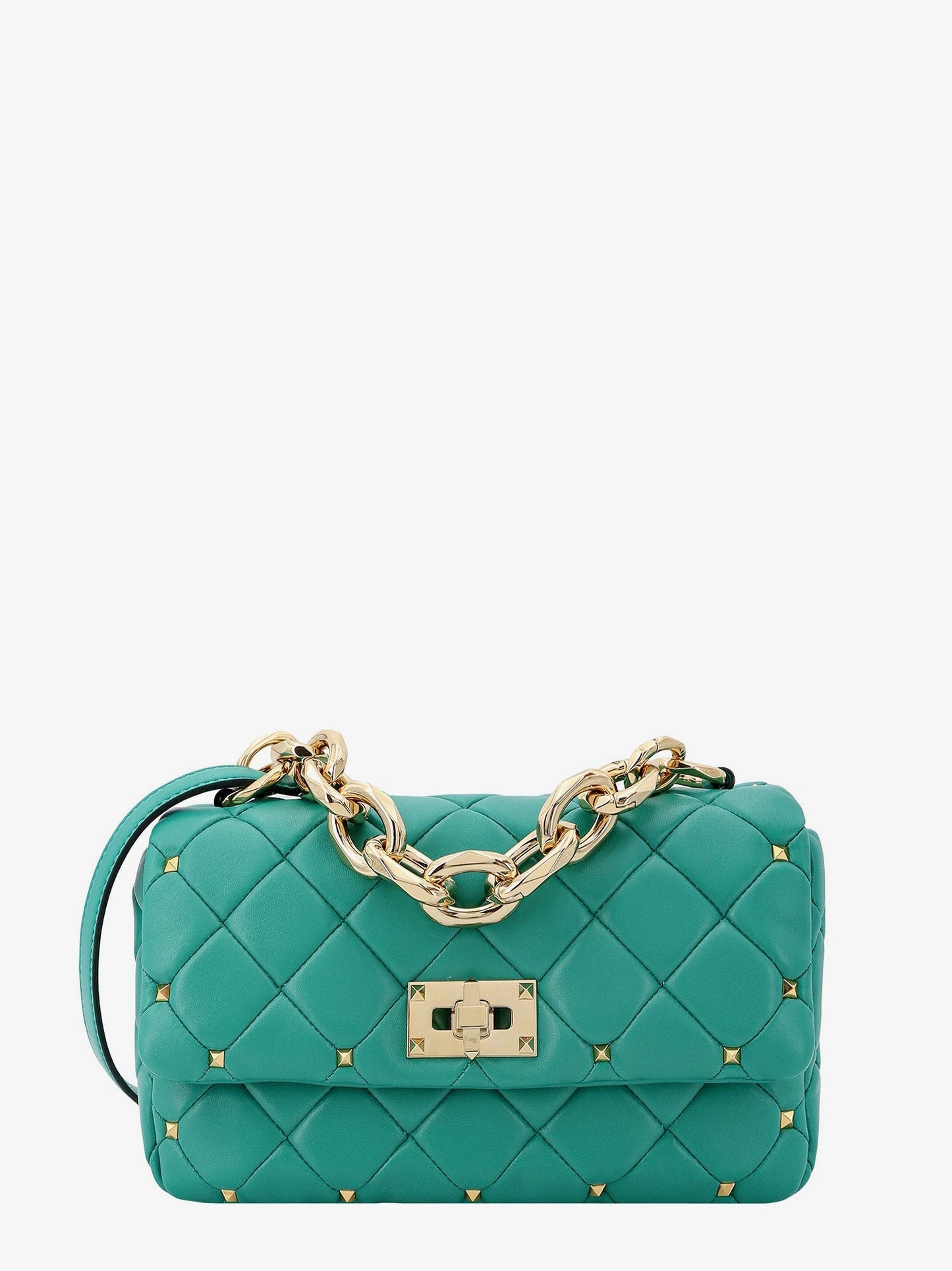 Matelassé leather shoulder bag with iconic studs