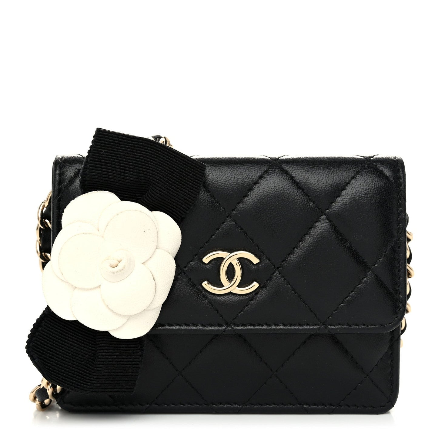 Lambskin Quilted My Chanel Lady  Holder On Chain Black
