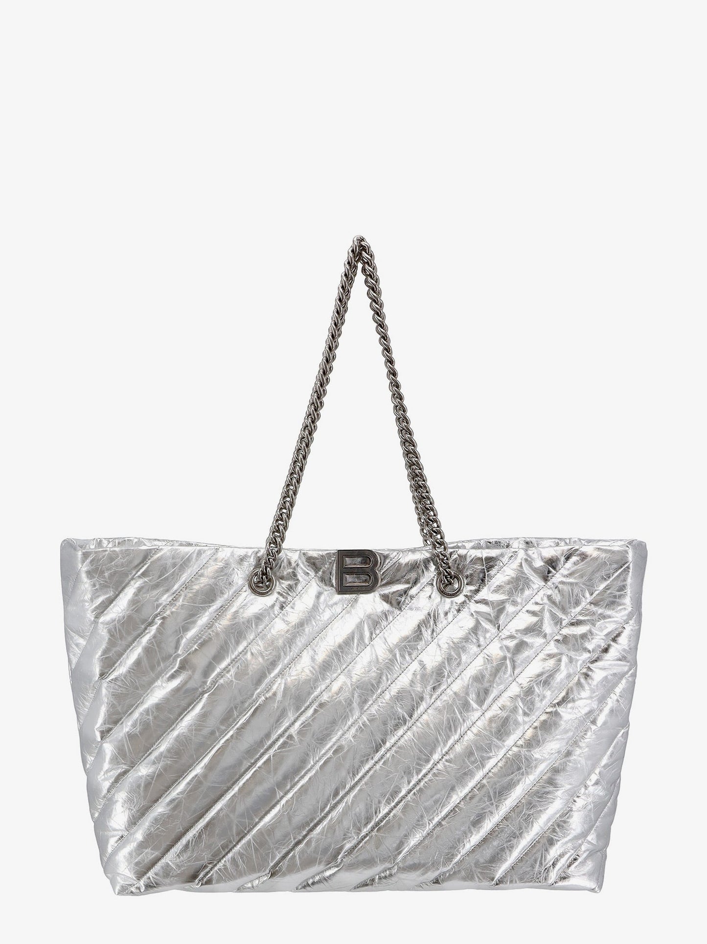 Quilted leather shoulder bag with frontal monogram