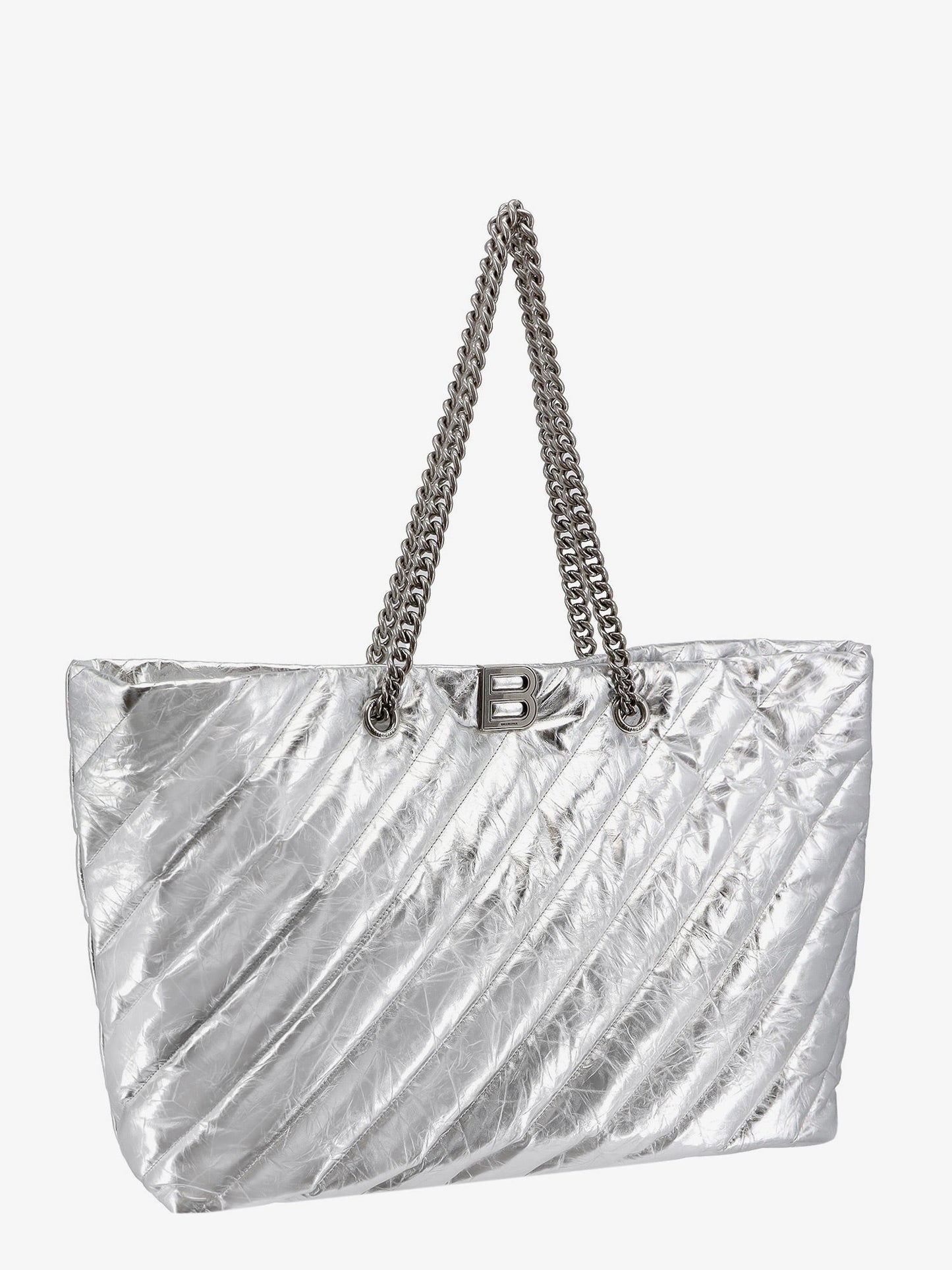 Quilted leather shoulder bag with frontal monogram