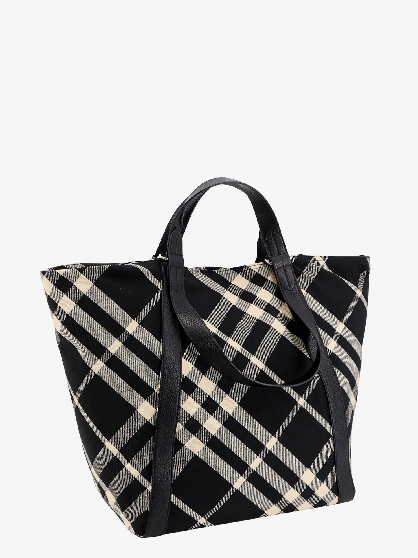 Cotton blend shoulder bag with burberry check motif