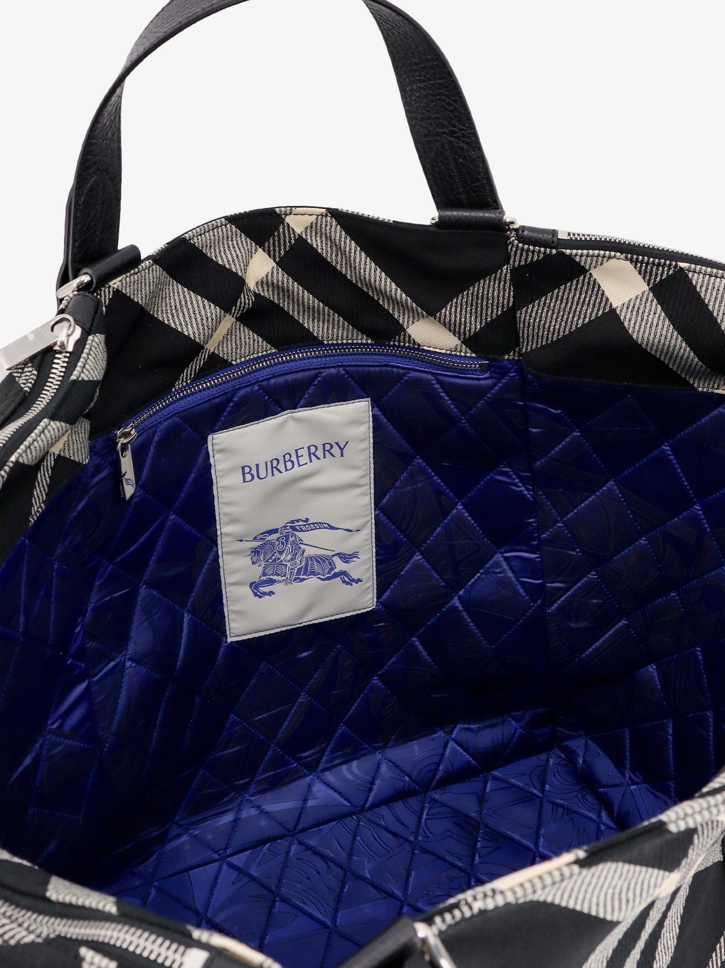 Cotton blend shoulder bag with burberry check motif
