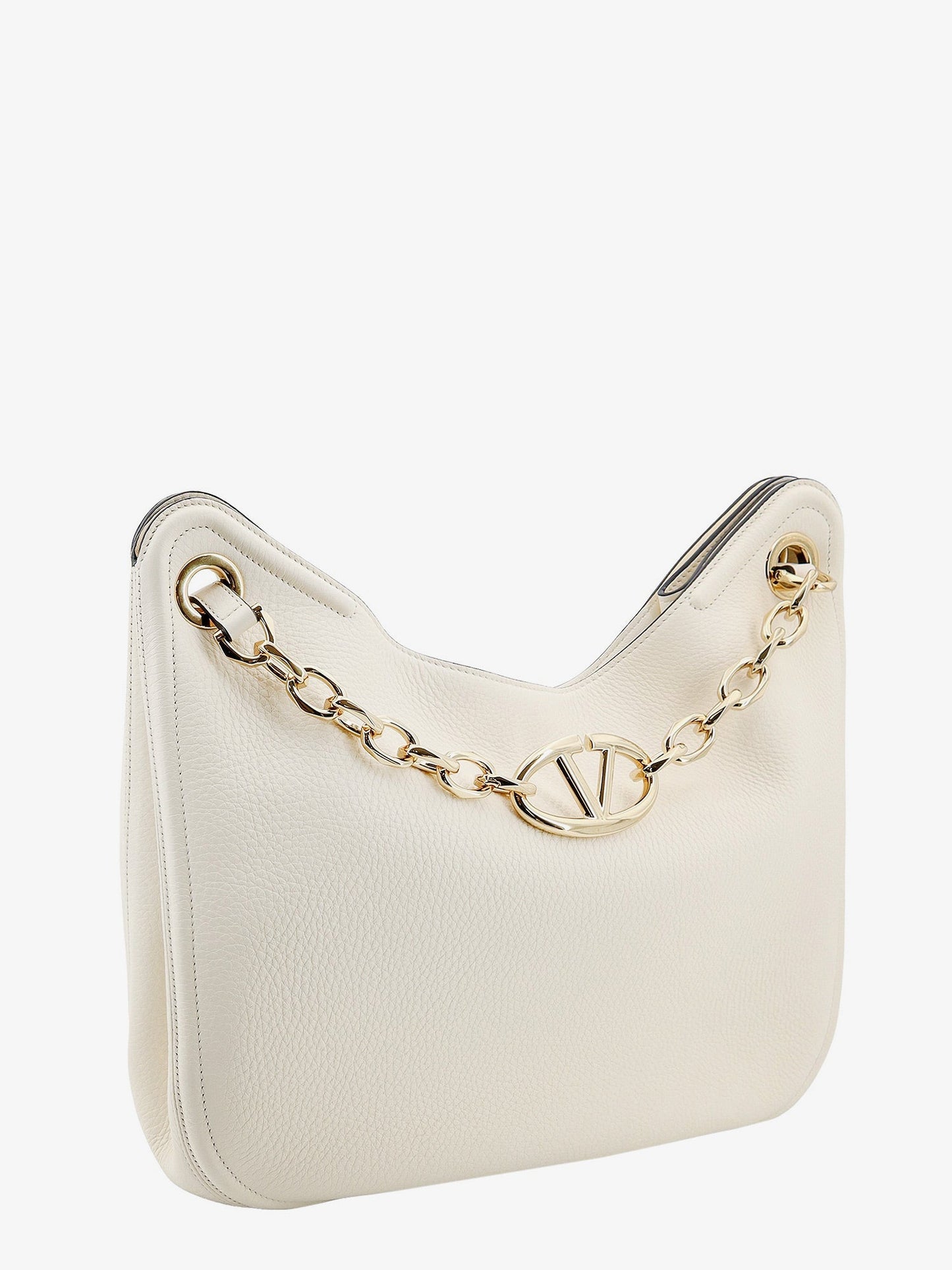 Leather shoulder bag with vlogo signature detail