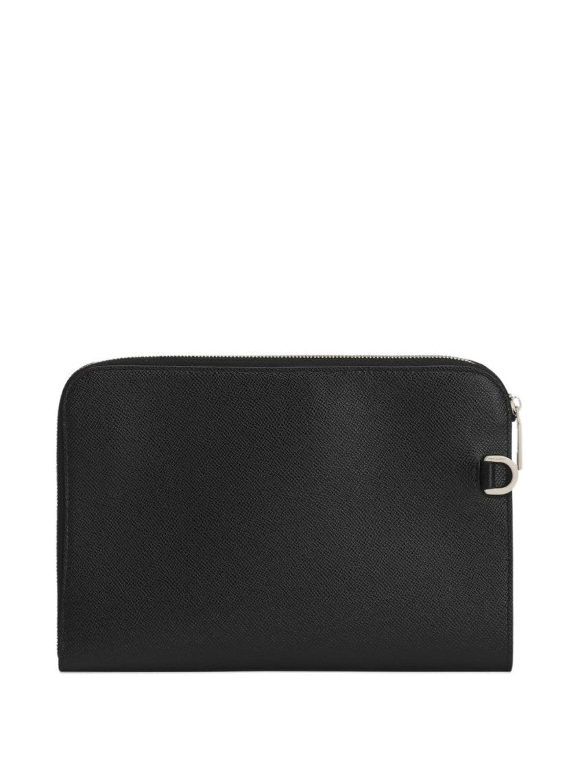 Dolce & Gabbana Leather Pouch With Detachable Strap And Logo Plaque