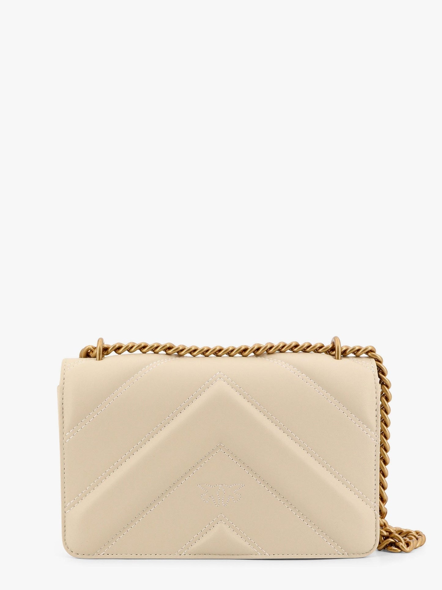 Matelassé leather shoulder bag with love birds buckle