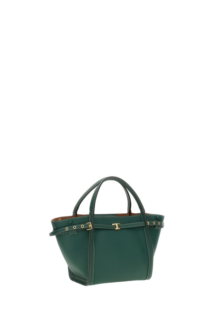 Tod's Structured Green Calfskin Leather Shopping Bag