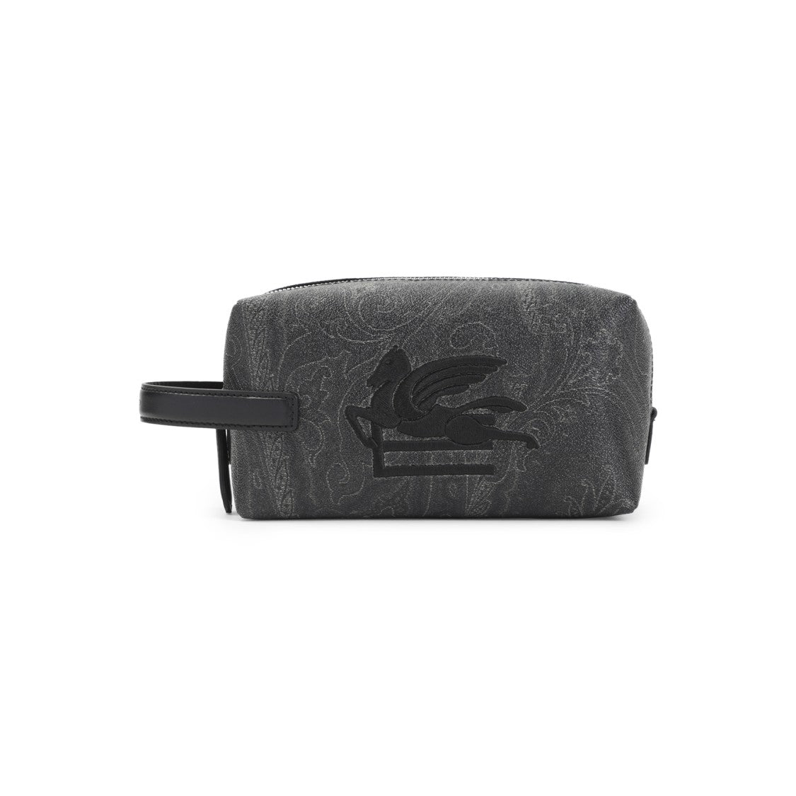Etro Rectangular Grey Cotton Blend Clutch With Paisley Pattern