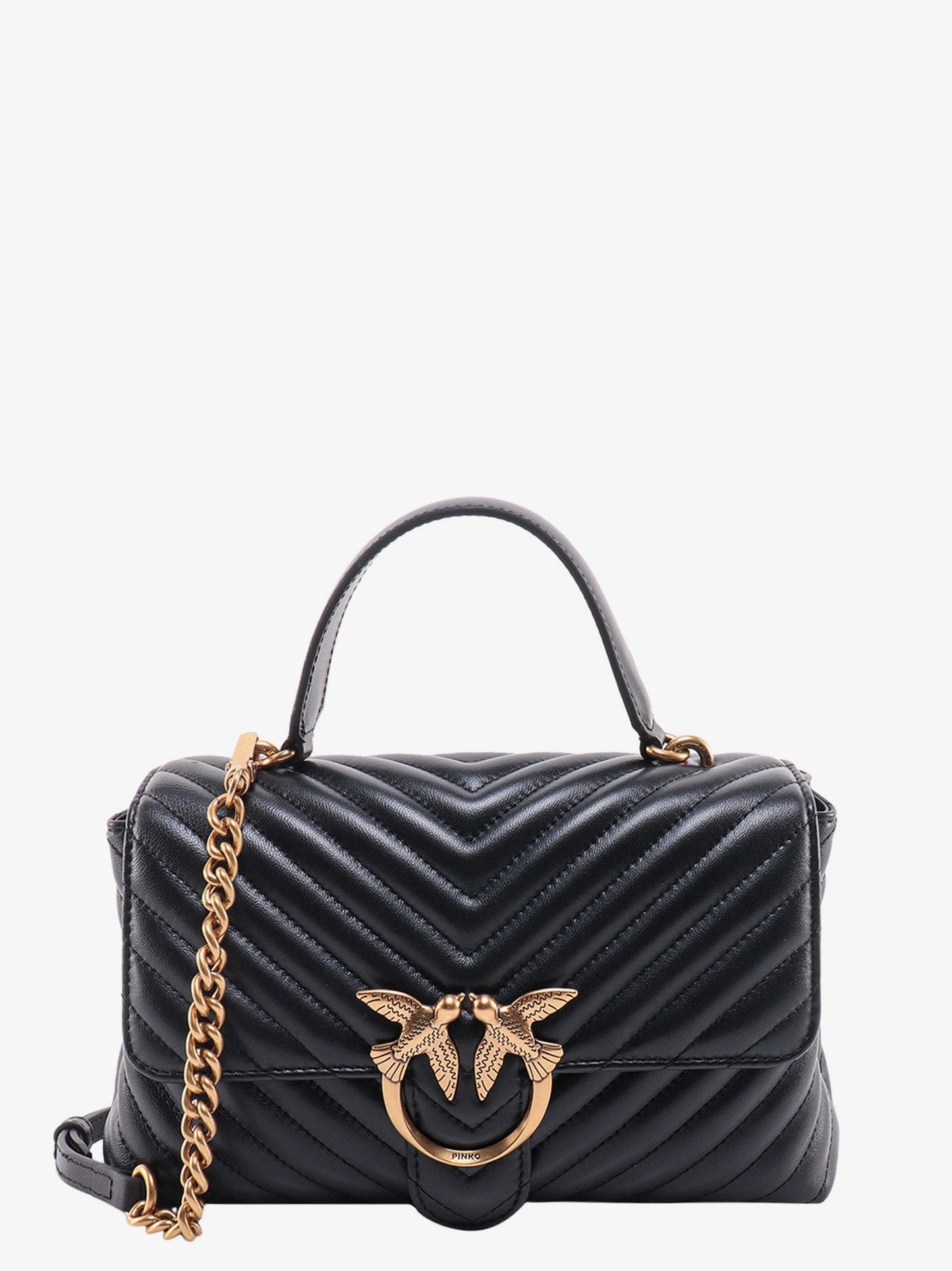 Love lady matelassã© leather handbag with love birds buckle