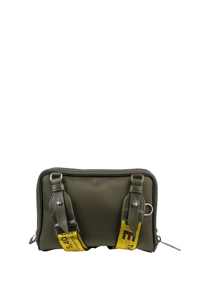 Off-White Rectangular Leather Satchel With Signature Shoulder Strap