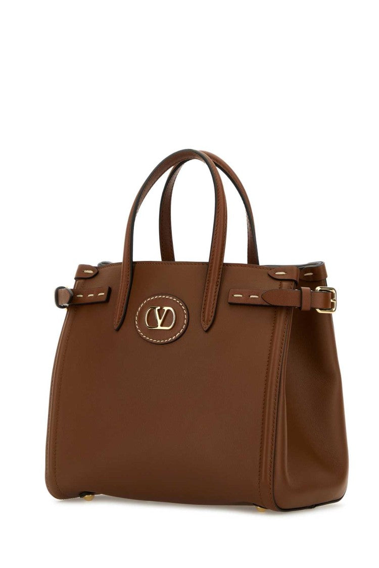 Valentino Garavani Brown Leather Antibes Shopping Bag